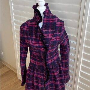 Betsey Johnson Pink and Black Tweed Coat